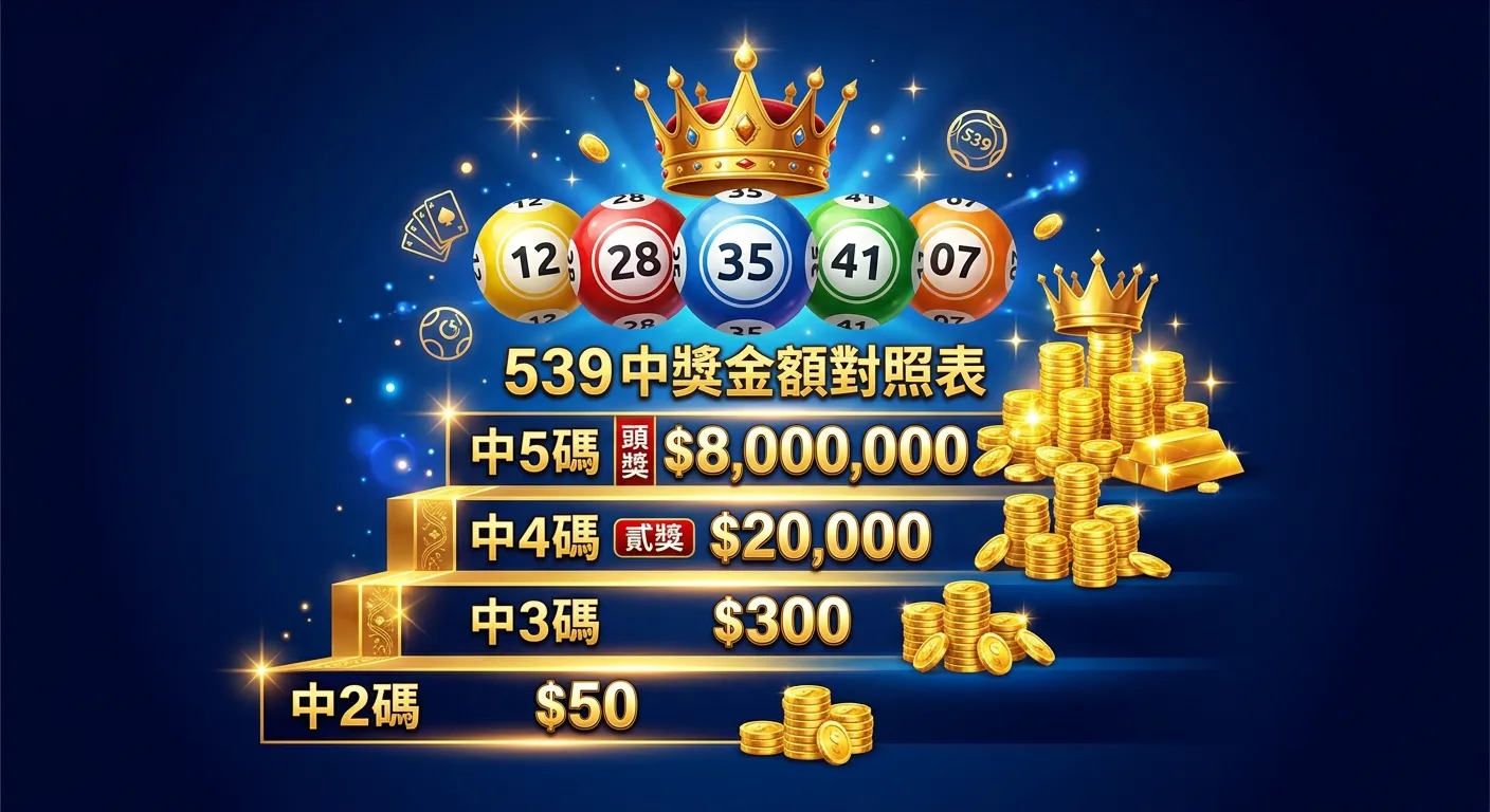 今彩539中獎金額一覽：2026 中2個、3個號碼各能領多少？