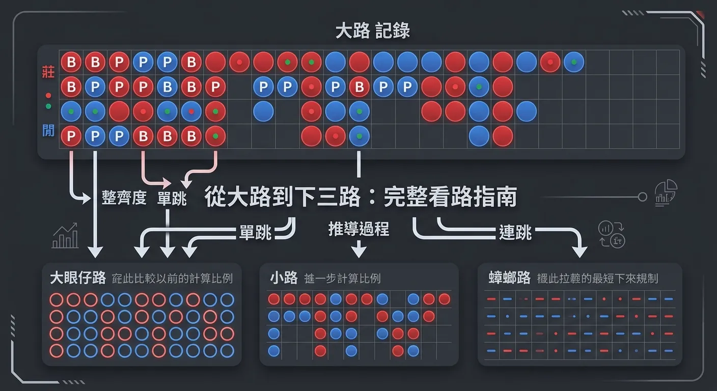 2026 百家樂看路教學：大路、下三路圖解，路單怎麼看一篇學會